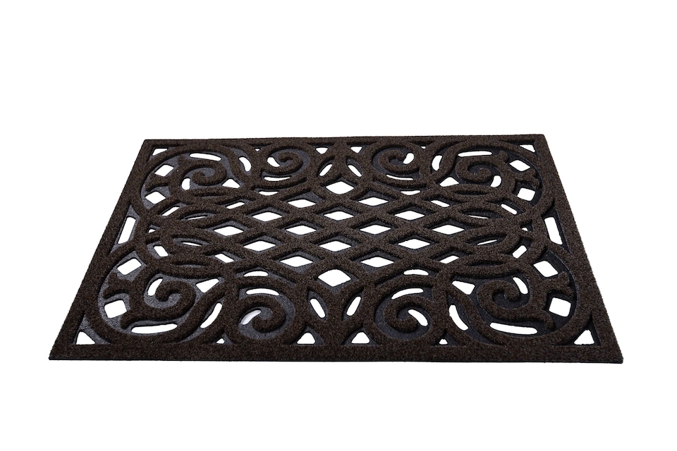 image 1 of Nicoman Victorian Style Rubber Outdoor Door Mat Brown 90 x 60cm | Brown | 91 x 61cm