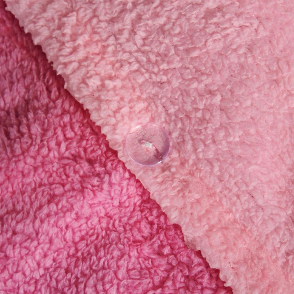 image 1 of OHS Luxury Teddy Fleece Reversible Duvet Cover and Pillowcase Bedding Set | Multi | Pink/Hot Pink | Double
