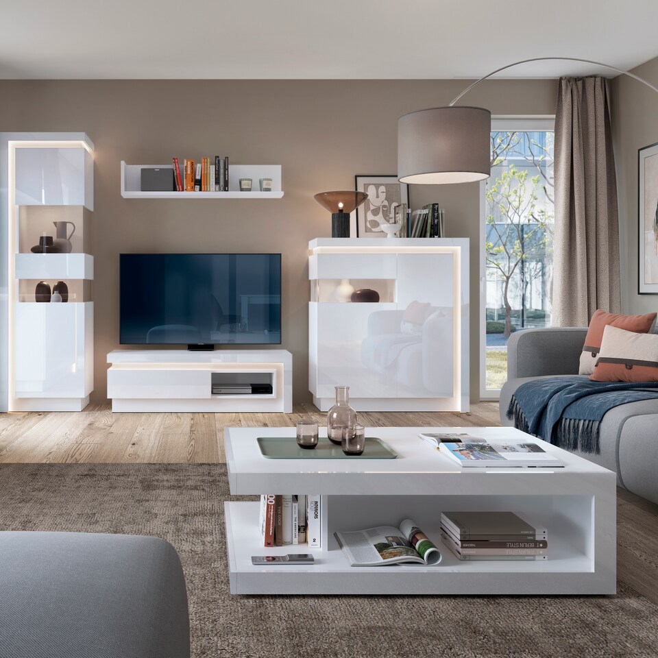 image 1 of Lyon Designer Coffee Table in White and High Gloss