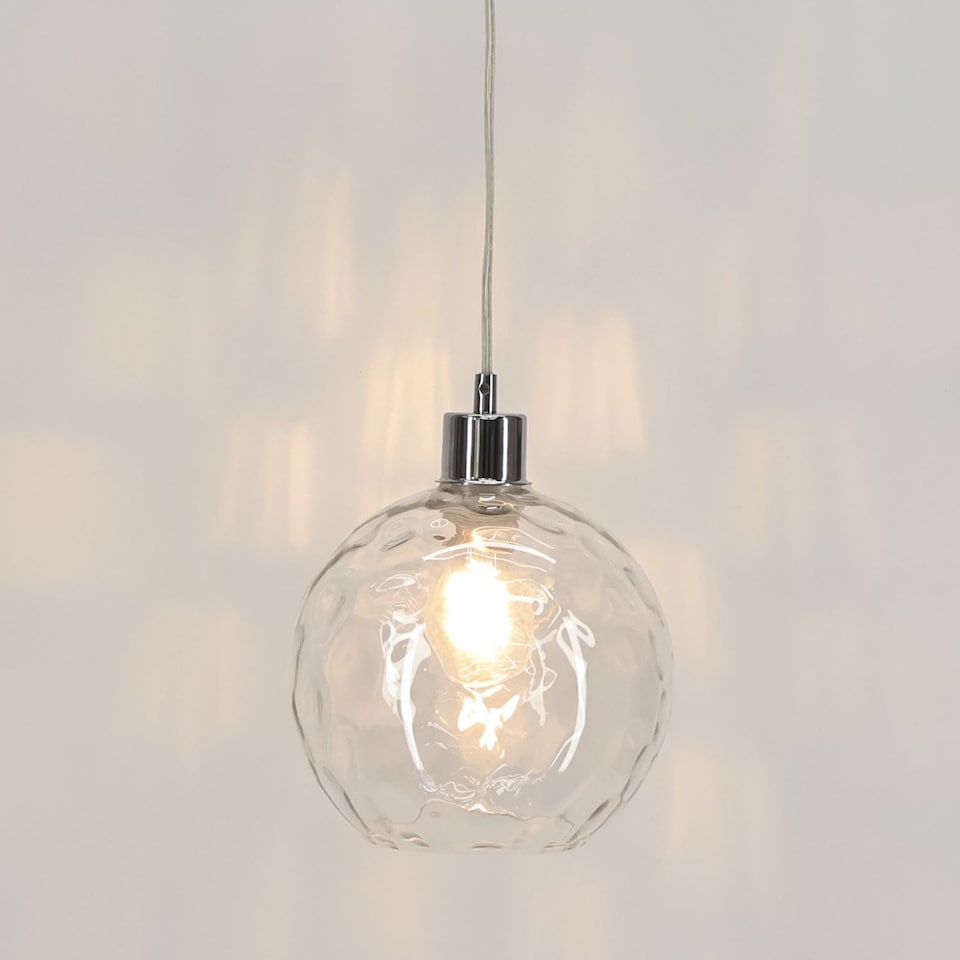 image 1 of Set of 2 Barnum - Clear Dimpled Glass Easy Fit Pendant Shades | Clear | Medium | 2