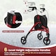 image 4 of COSTWAY Lightweight Walker for Seniors Foldable Rollator Walker-Red