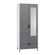 image 1 of Madrid 2 Door 1 Drawer Mirrored Wardrobe - L52 x W81 x H196 cm - Grey/White Gloss Grey