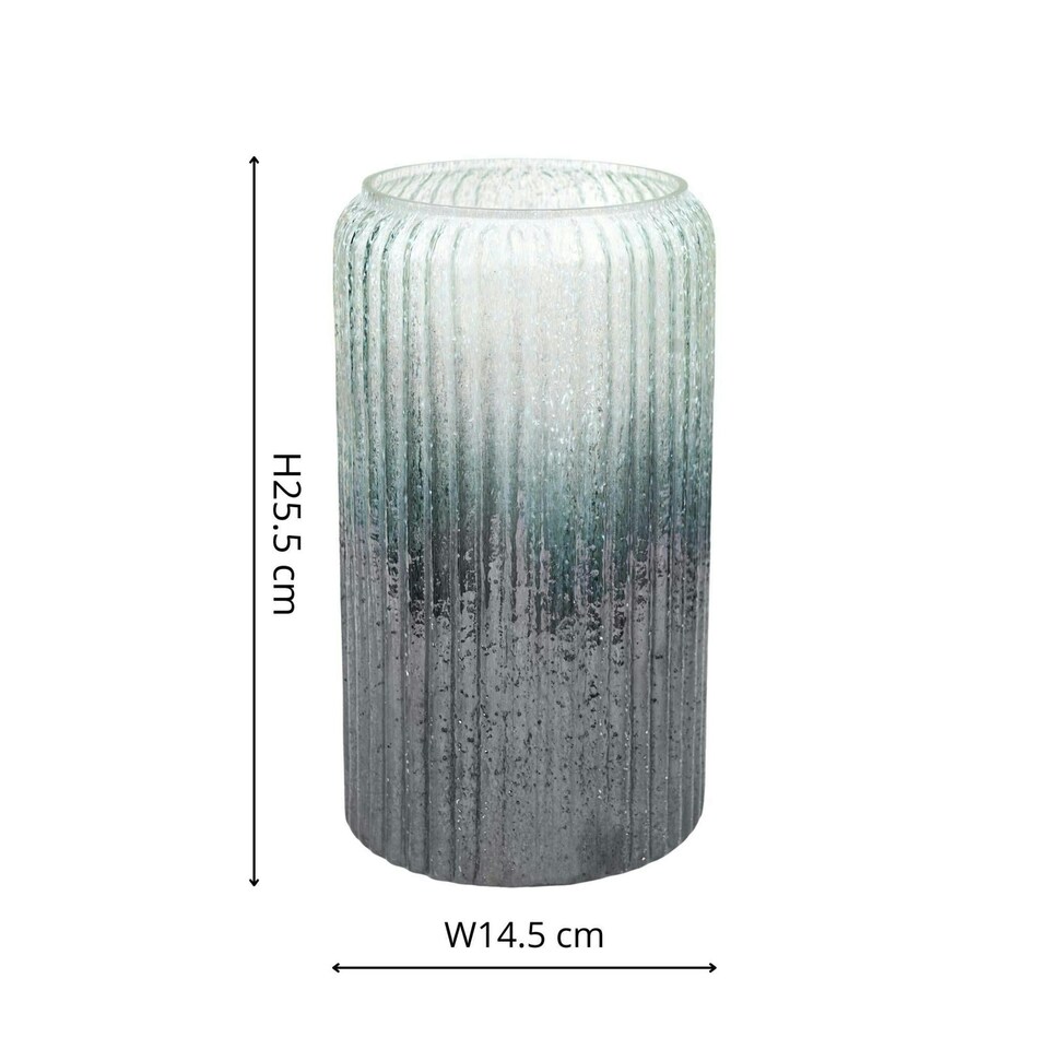 image 1 of Verre Frosted Ribbed Glass Vase Gold