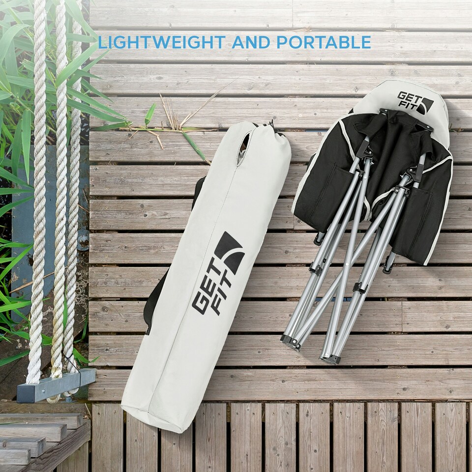 image 1 of Get Fit Moon Camping Chair - Portable Outdoor Premium Folding Chair With Magazine Pocket, Cup Holder & Carry Bag - Capacity 130Kg - 2 Pack | Grey | 2