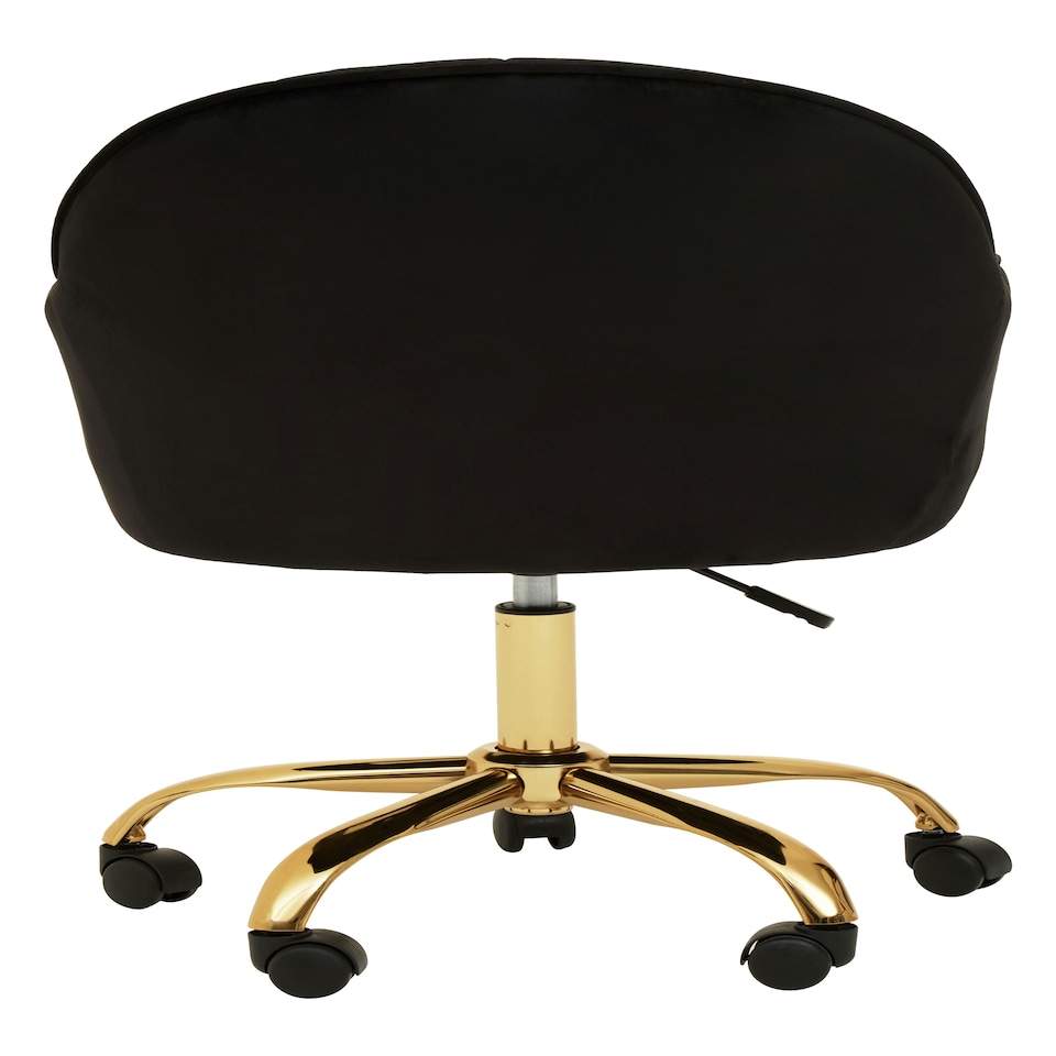 image 1 of Interiors by Premier Brent Black Velvet And Gold Base Home Office Chair