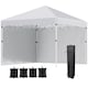 image 1 of Outsunny 3 x 3 M Pop Up Gazebo, UPF 30 with 2 Sidewalls, Leg Weight Bags and Wheeled Bag, Height Adjustable Party Tent Event Shelter for Garden, Patio | White | White