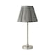image 4 of ValueLights Maeve Dark Grey Pleated Faux Silk Scallop Shade Brushed Chrome Bobbin Table Lamp Silver