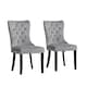 image 2 of Grey Set of Four Studded Velvet Dining Chair with Ring Knocker Detail Grey | Light Grey