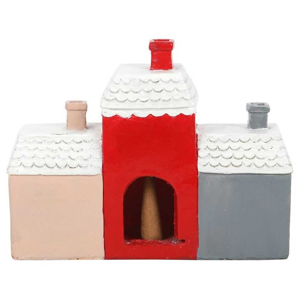 image 1 of Something Different Village Christmas Incense Cone Holder - Pink/Red/Grey - One Size