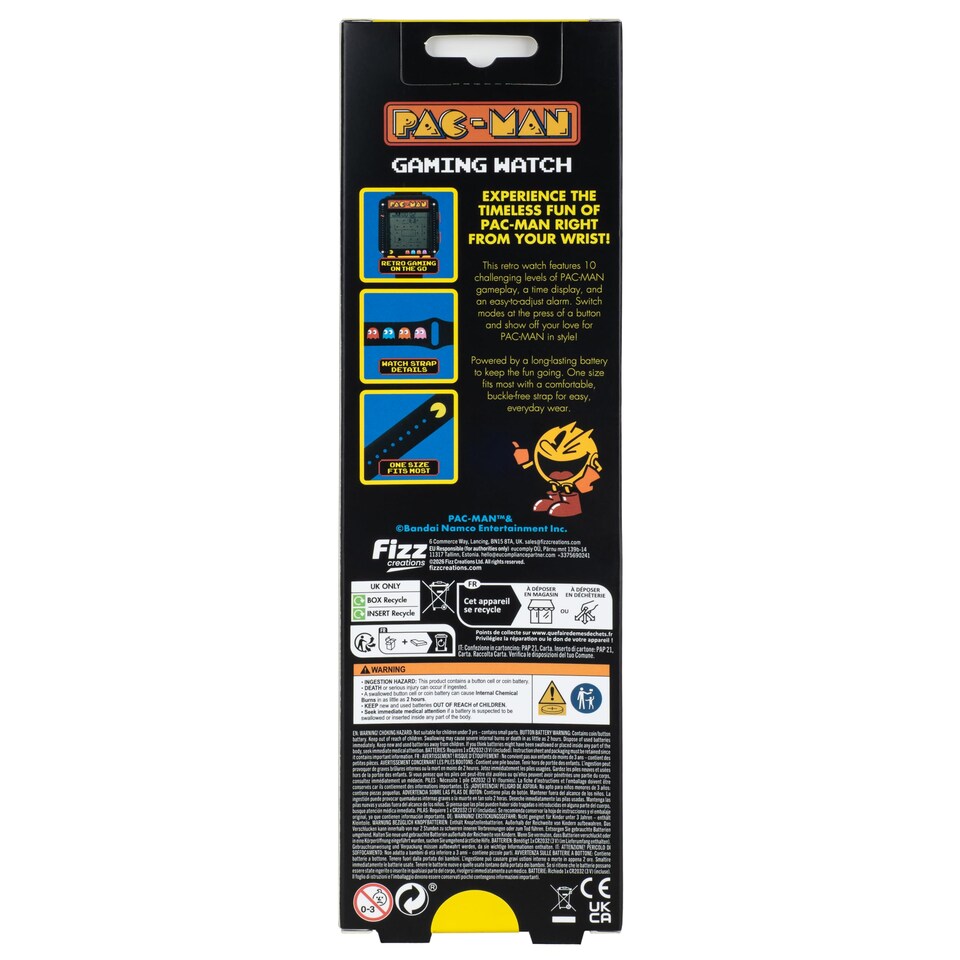 image 1 of PAC-MAN Gaming Watch with Retro Arcade Game & LCD Display
