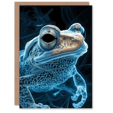 Toad Portrait Gold Electric Blue Bioluminescent Birthday Greeting Card