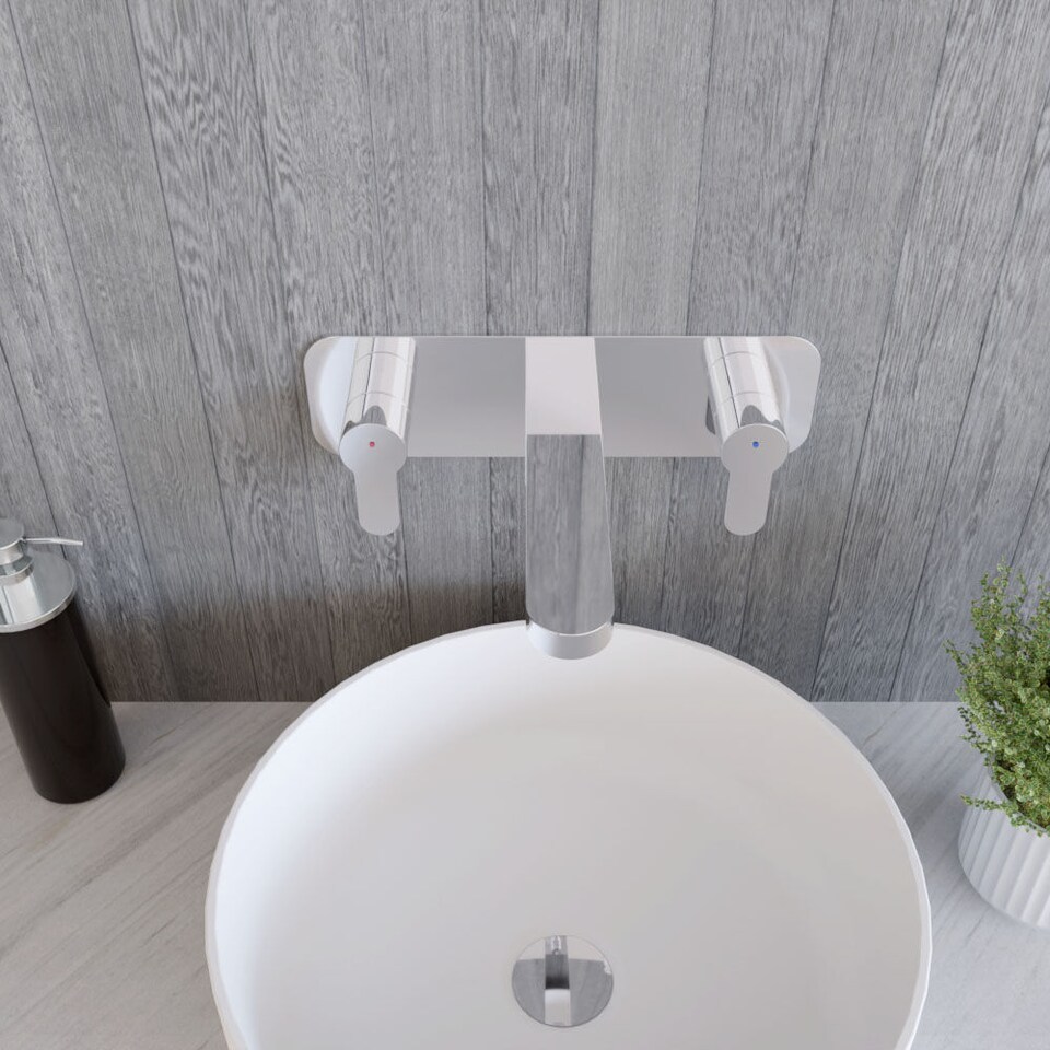 image 1 of Pride Round Wall Mount 3 Tap Hole Basin Mixer Tap & Back Plate, Chrome