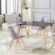 image 2 of 5PCs Dining Set - a Black Halo Dining Table & Set of 4 Lorenzo Tulip Chairs with Padded Seat | Grey