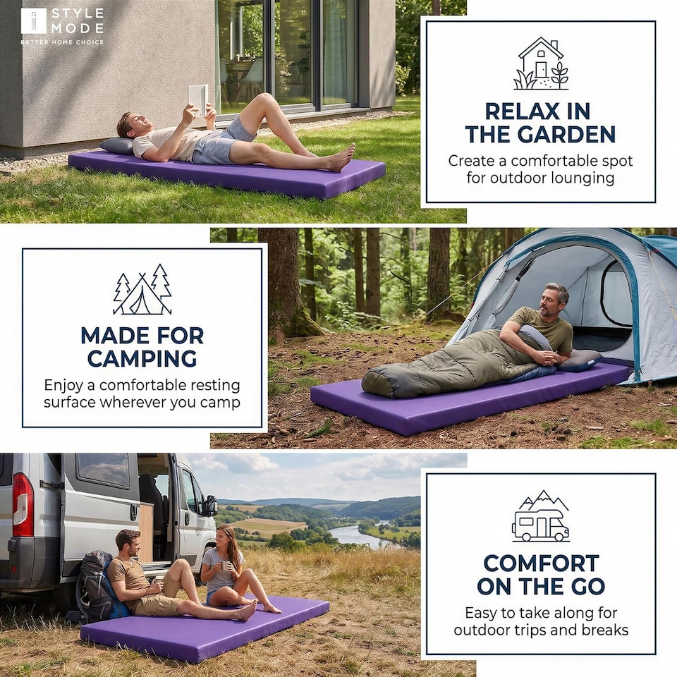 image 1 of Roll-Up Camping Mattress|Campervan Mattress Topper (190 × 75cm)