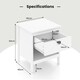image 5 of COSTWAY 2-tier Nightstand Wood Side Table with Storage Shelf White
