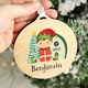 image 5 of Personalised Elf Round Wooden Decoration