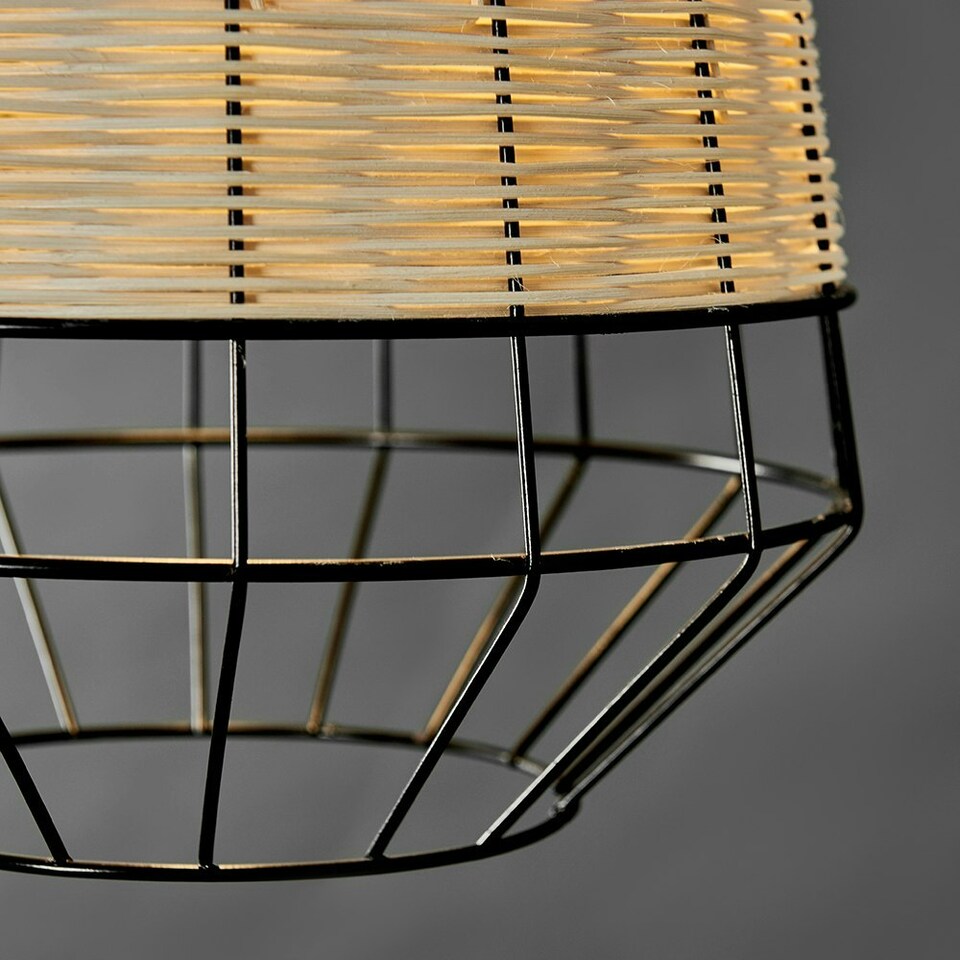 image 1 of ValueLights Alor Wood - Rattan Natural Tapered Ceiling Pendant Shade and LED Bulb Brown