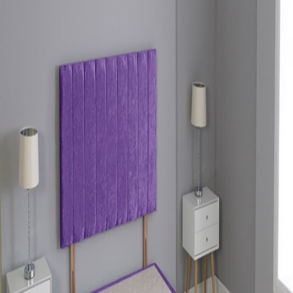 Purple Crushed Velvet 9 Panel Headboard Purple | 5FT King 20"inch Headboard