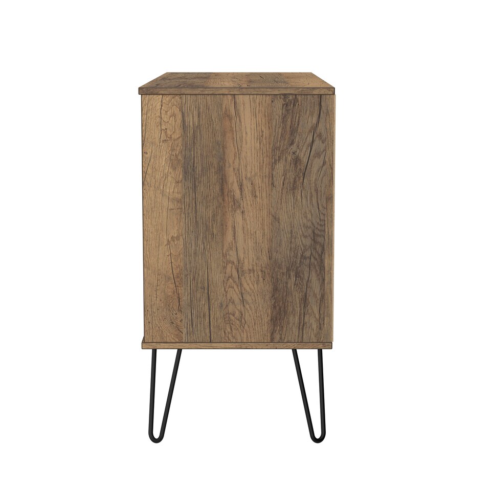 image 1 of Islay 3 Drawer TV Unit in White Matt & Vintage Oak (Ready Assembled) | White | White Matt & Vintage Oak