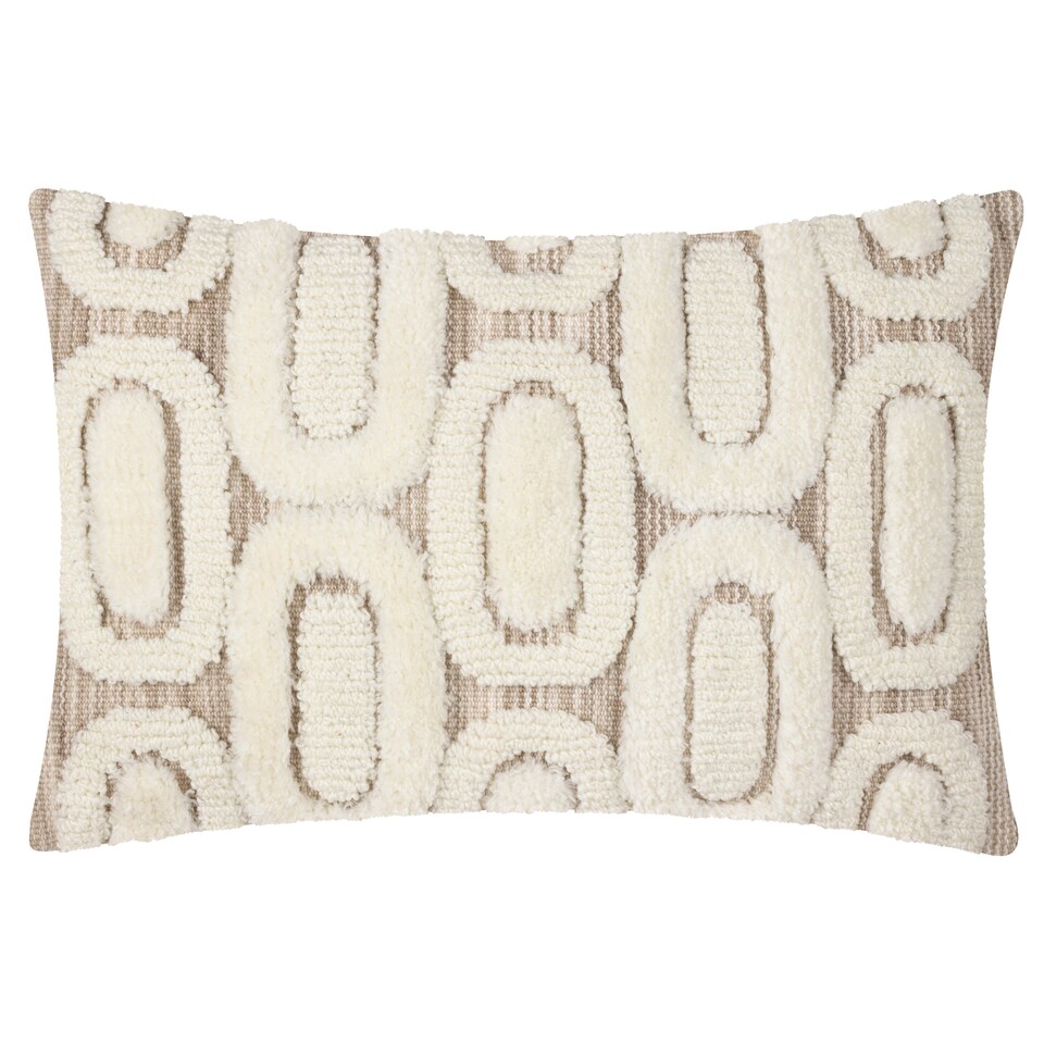 image 1 of Hoem Fosse Tufted Cushion, Natural, 30 x 50cm