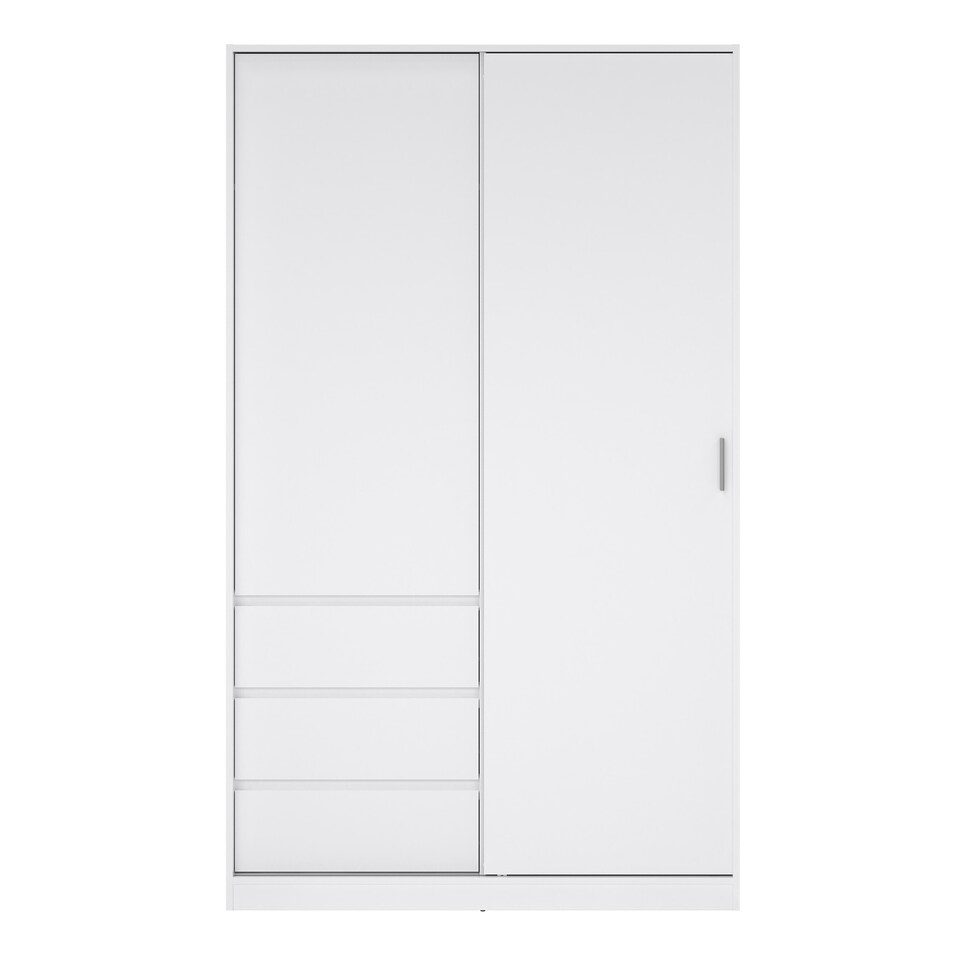 image 1 of Naia Wardrobe with 1 Sliding Door 1 Door 3 Drawers in White High Gloss