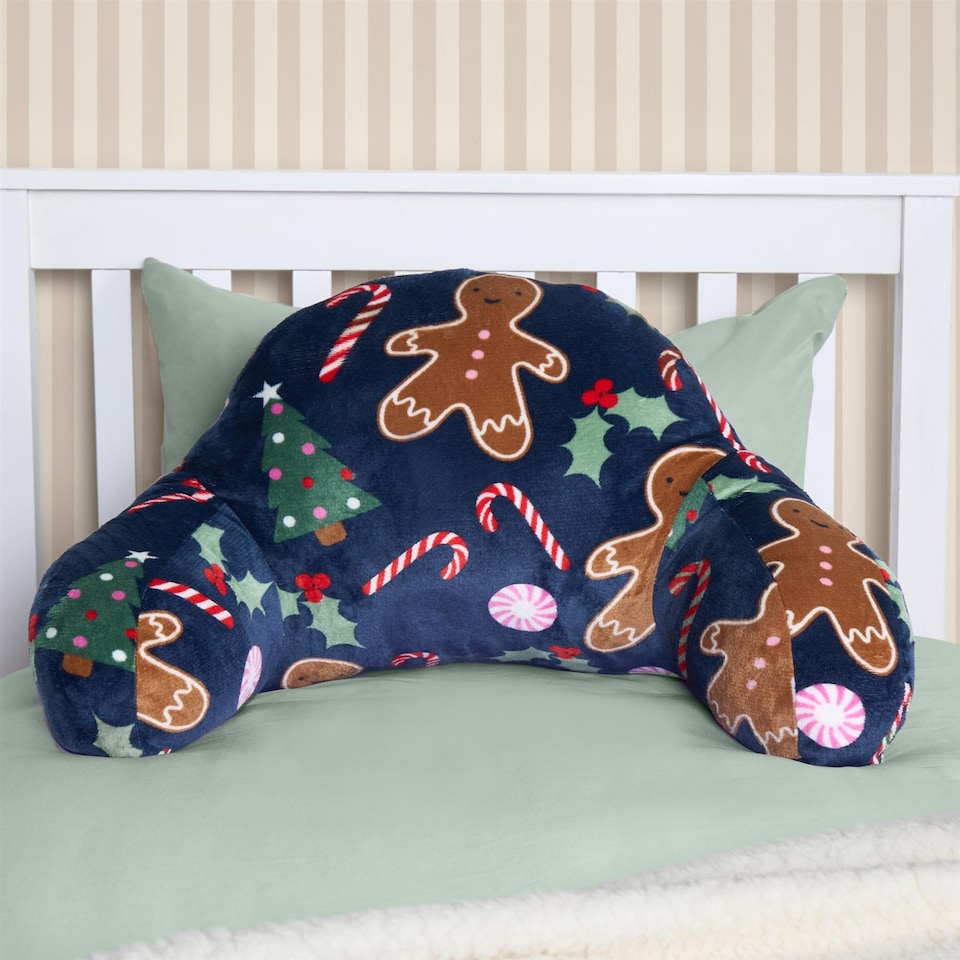image 1 of OHS Gingerbread Cuddle Cushion Soft Cosy Fleece Support Pillow | Blue | Navy