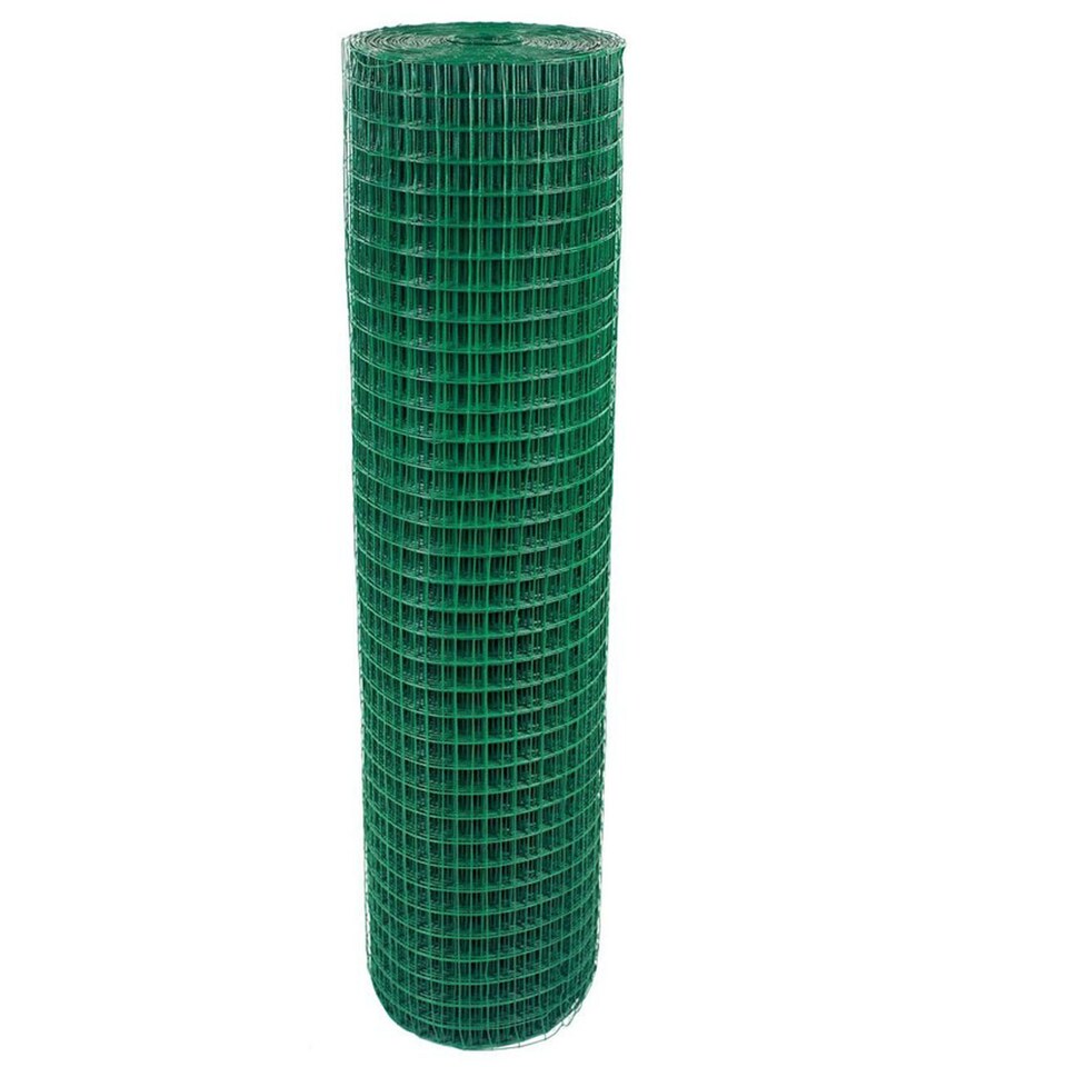 image 1 of Green PVC Coated Chicken Wire Mesh 1” x 1” Fencing Garden Barrier Metal Fence - 0.9M x 30M