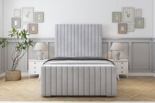 Sloomy Madison Silver Naples Bed Frame With 50" Upholstered Headboard 4'6 Double