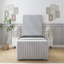 Sloomy Madison Silver Naples Bed Frame With 50" Upholstered Headboard 4'6 Double