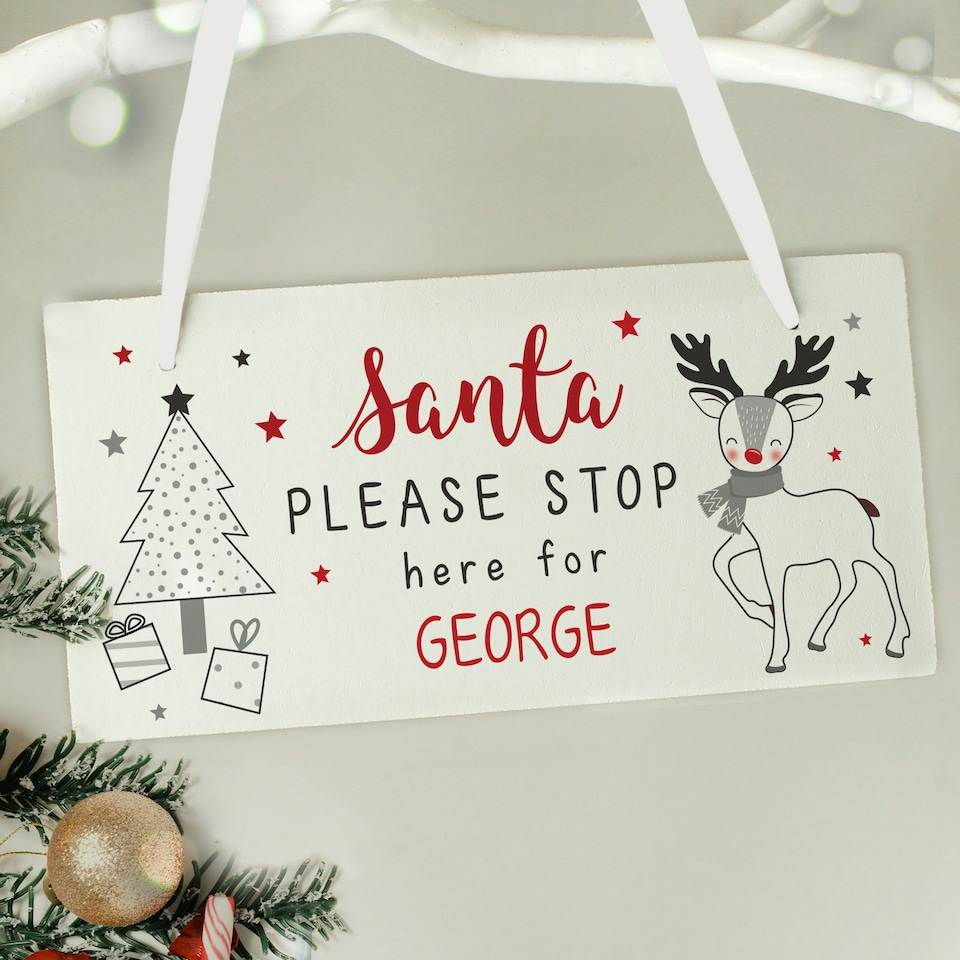 image 1 of Personalised Rudolph Santa Please Stop Here Sign