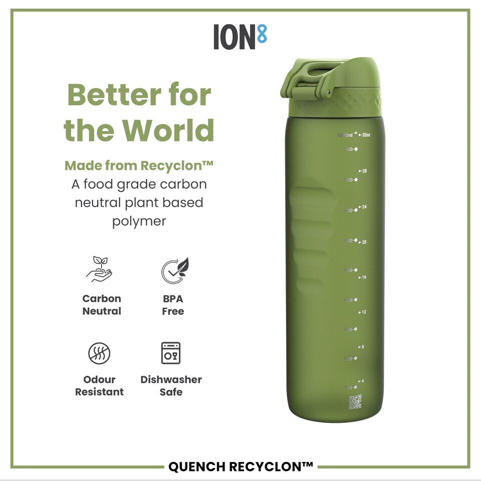 image 1 of Leak Proof 1 Litre Water Bottle, BPA Free, 1000ml (32oz) | Green | Khaki Green | 1L