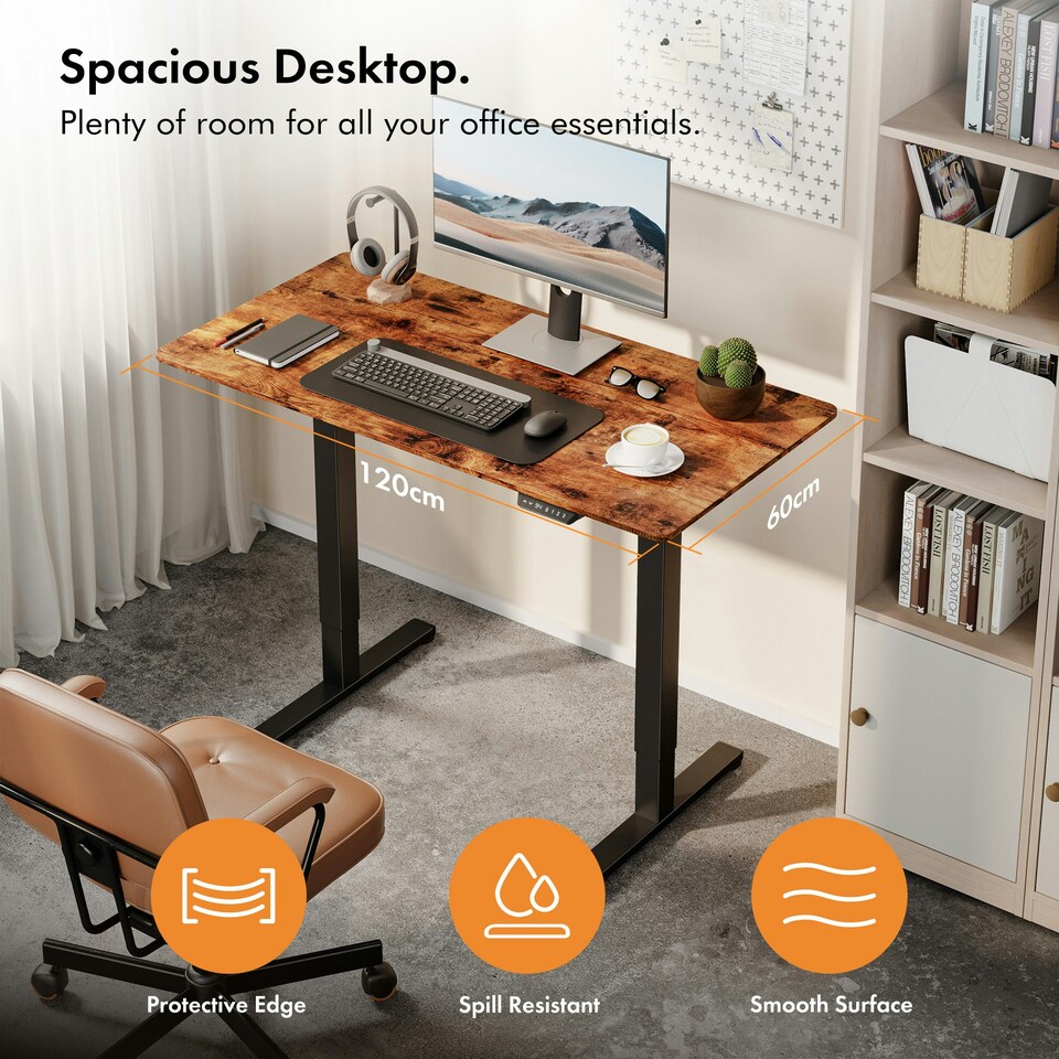 image 1 of VonHaus Large Adjustable Electric Standing Desk with USB-C charging