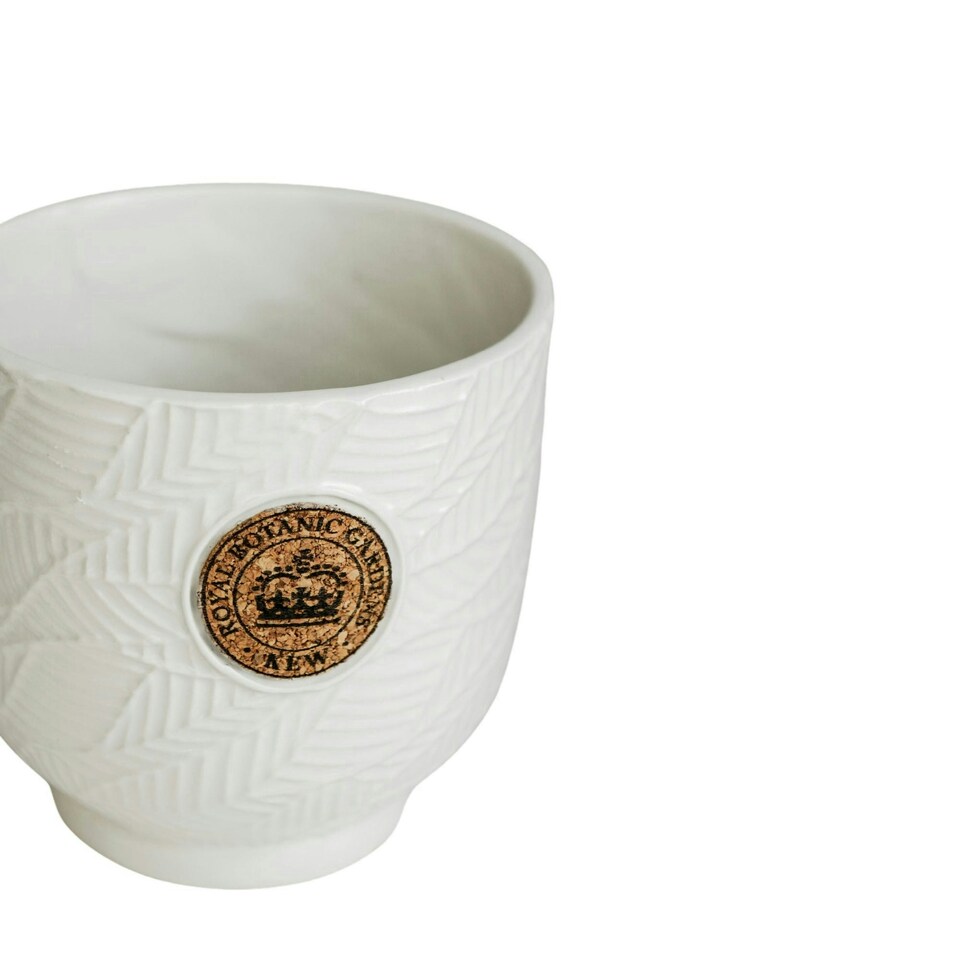 image 1 of Kew Leaf Embossed Cork Planter Green