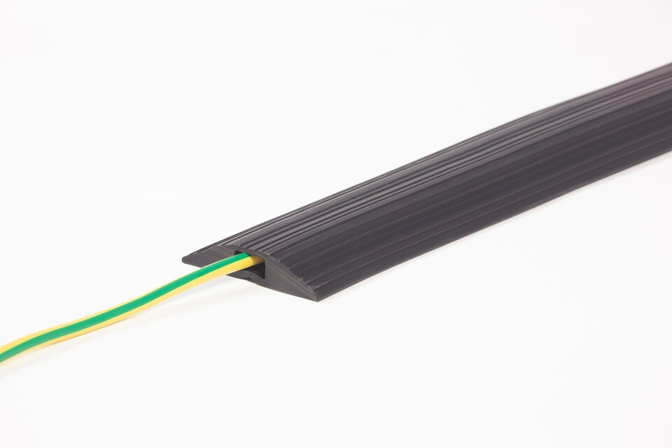 image 1 of The Ramp People Floor Cable Protector 1m - 9m (3m) - Black - Rubber Channel Size 15mm x 5mm