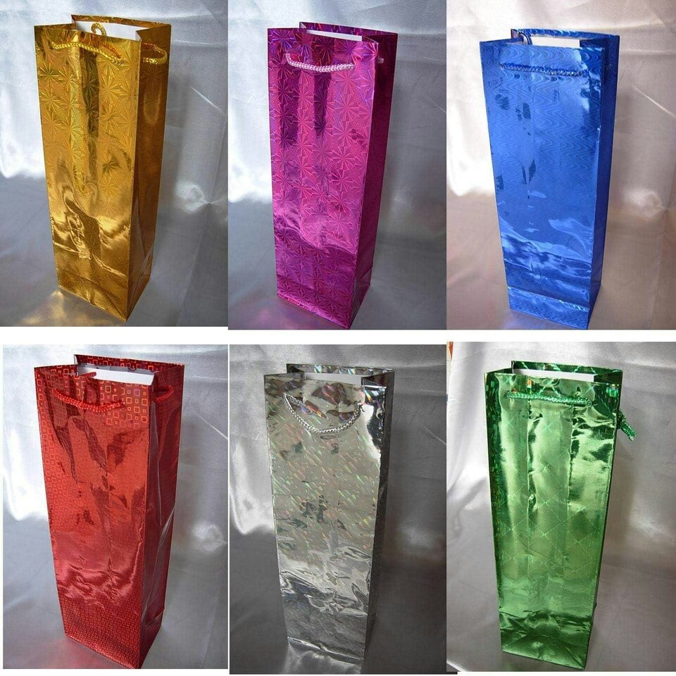 image 1 of 100 pcs Assorted Holographic Wine Gift Bags Multi
