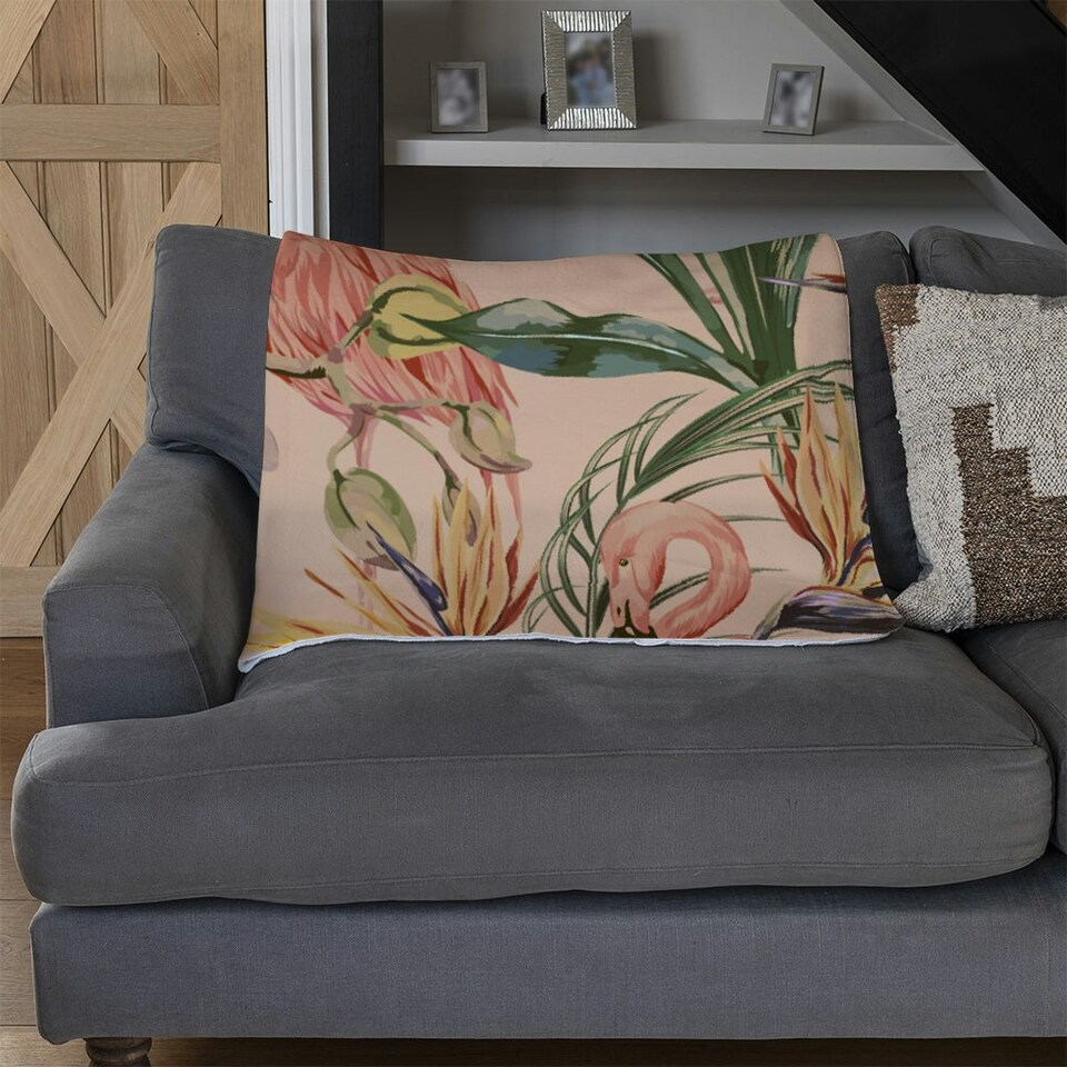 image 1 of Tropical Flamingo (Blanket)