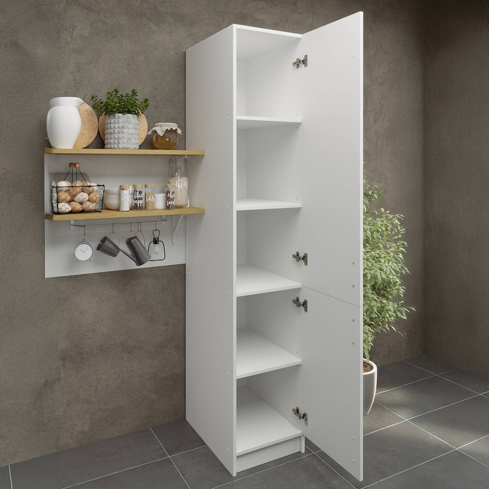 image 1 of JD Greta Kitchen Base Tall Larder Unit 400mm With Doors 40cm - White Gloss