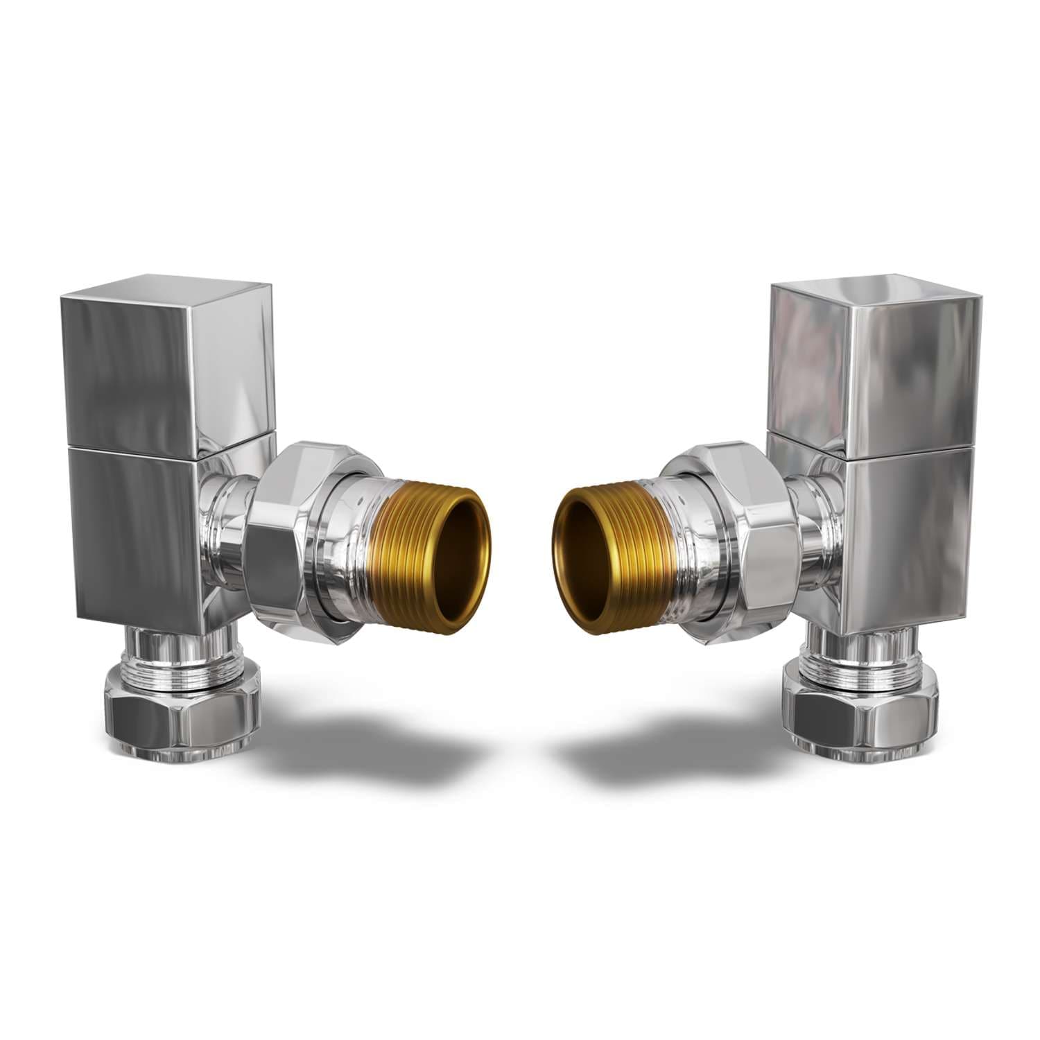 Square Radiator Valve Angled - Chrome - 15mm