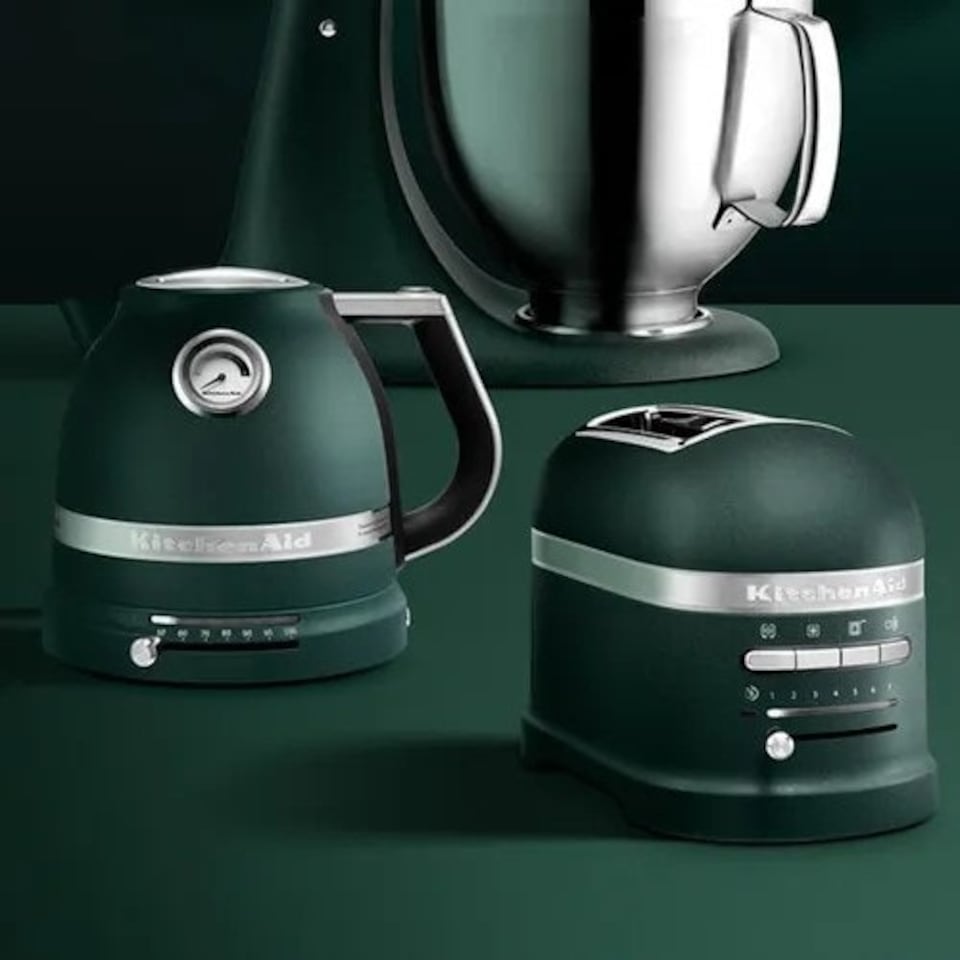 image 1 of KitchenAid Artisan Pebbled Palm 2 Slot Toaster and Kettle Set