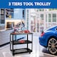 image 6 of Heavy Duty Tool Storage Trolley 3 Tier Wheel Cart for Garage, Workshop & DIY Projects Black