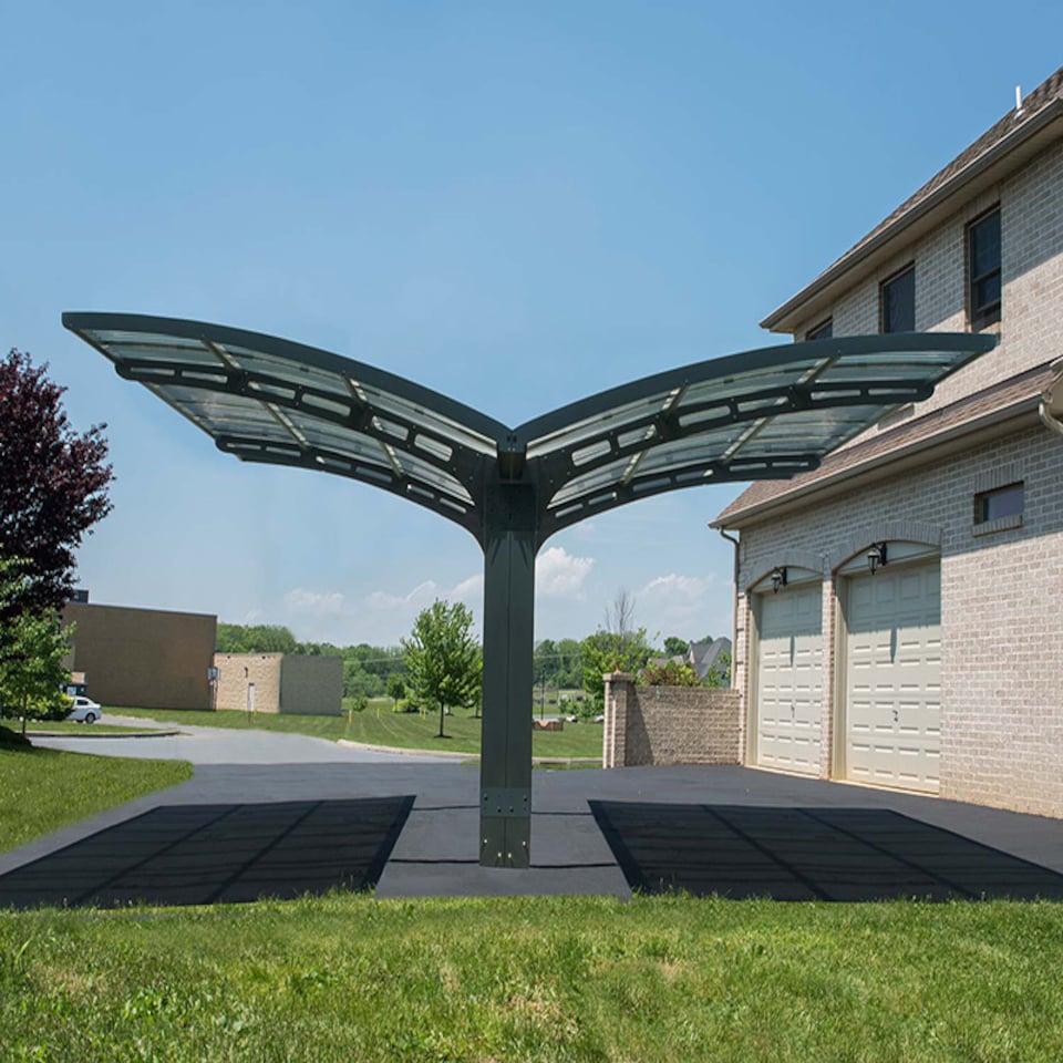 image 1 of Carport Arizona Wave Double Wings and Arch - Polycarbonate - L495 x W578 x H273.5 cm | Grey