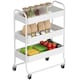 image 1 of HOMCOM 3-Tier Storage Trolley on Wheels, Rolling Utility Cart with Mesh Backets, Mobile Storage Cart for Kitchen, Bathroom, Bedroom, White | White | White