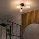 image 2 of ValueLights Canya Black IP44 Bathroom 3 Way Reeded Glass Flush Ceiling Light with LED Bulbs | Black