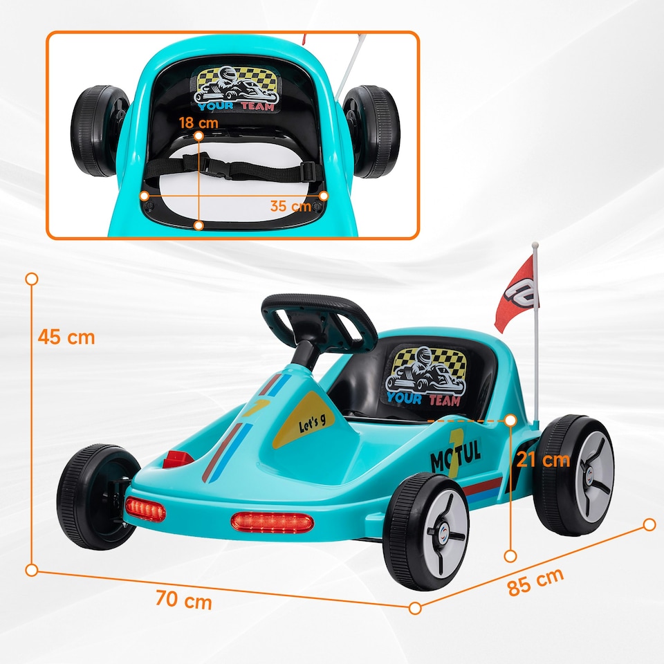image 1 of AIYAPLAY 6V Electric Go Kart w/ Music, Light, Horn, for Ages 3-5 Years, Blue