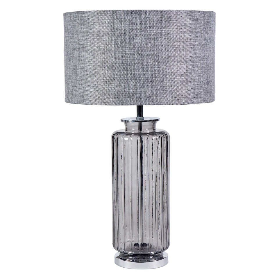 image 1 of Brock Black Smoked Glass Table Lamp