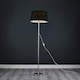 image 3 of ValueLights Charlie Brushed Chrome Floor Lamp Black Shade & Bulb | Silver
