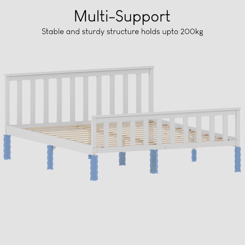 image 1 of Vida Designs Milan 5ft King Size Bed Wood Frame, High Foot End, White, 150 x 200cm