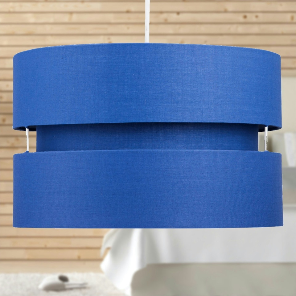 image 1 of First Choice Lighting Blue Layered Easy Fit Drum Light Shade Blue