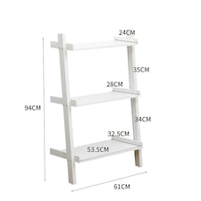 Ladder Shelf Bookcase 3 or 5 Tier Storage Shelving Unit Display Stand White | 3 Tier
