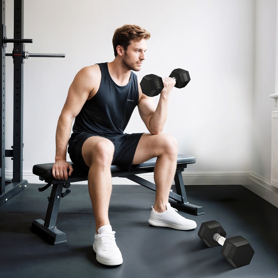 image 1 of HOMCOM Hexagonal Dumbbells Kit Weight Lifting Exercise for Home Fitness 2x6kg